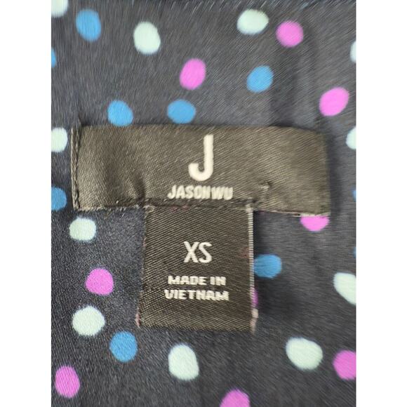 Jason Wu Womens Size XS Polka Dot Top Navy Long Sleeve V Neck Casual - Picture 6 of 8